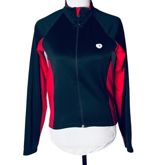 Pearl Izumi Full Zip Soft Shell Cycling Jacket Black Red Size Small - Picture 1 of 8